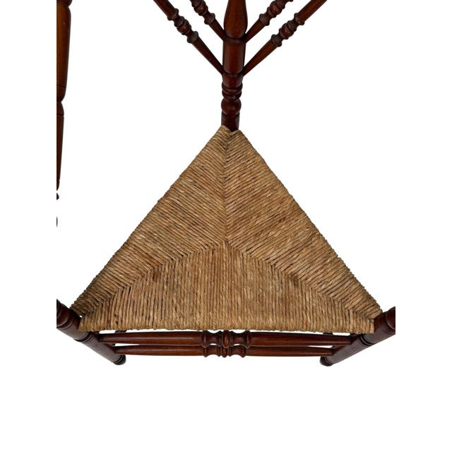 Wood Antique French Provincial Triangular Corner Chair in Beech Frame, 1900s For Sale - Image 7 of 11