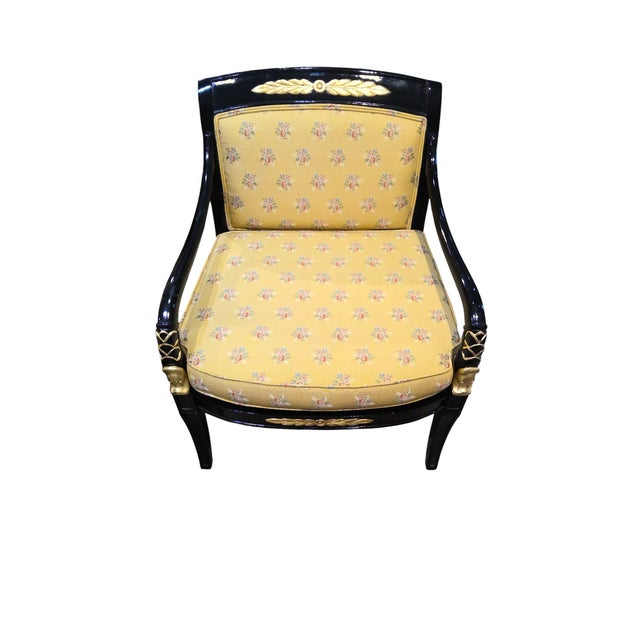 Late 20th Century Ebonized and Gilt Salon Chairs- Set of 2 For Sale - Image 4 of 10