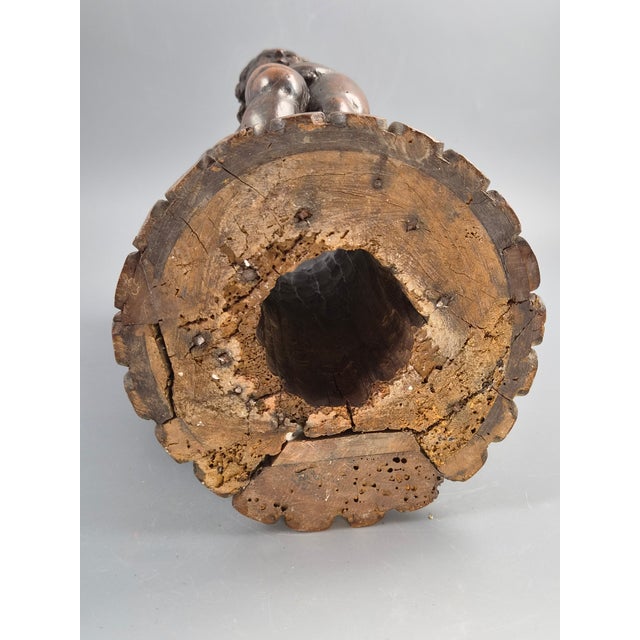 18th Century Baroque Italian Carved Walnut Torchiere Base with Three Putti For Sale - Image 14 of 16