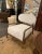 Linen Modern Wood Frame Linen Accent Chair For Sale - Image 8 of 9