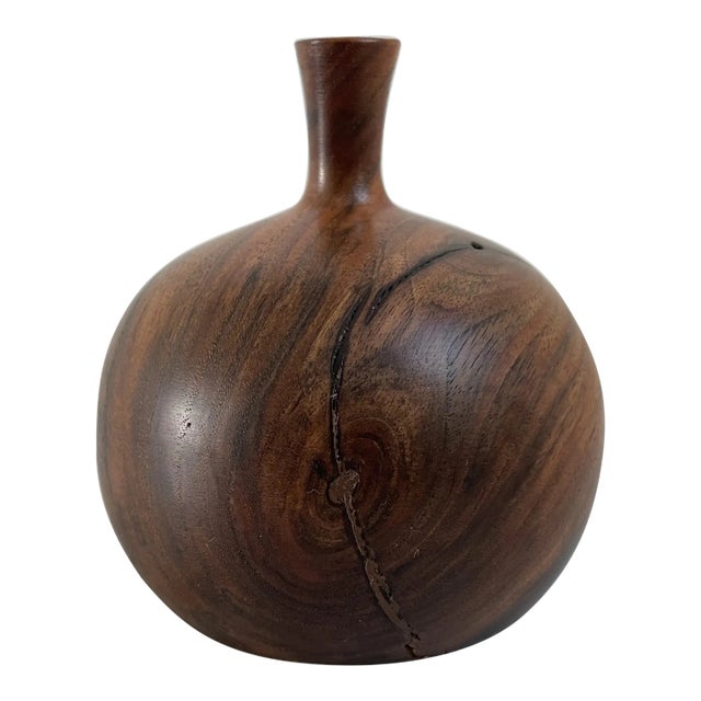 Mid 20th Century Signed Oregon Black Walnut Weed Pot For Sale