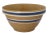 Large Antique 11 1/2 Inch Size Blue and White Decorated Banded Yellow Ware Kitchen Mixing Bowl For Sale In Boston - Image 6 of 13