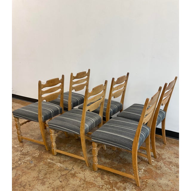 Six oak Dining Chairs in the Style of Henning Kjærnulf, Denmark, 1960s For Sale In Raleigh - Image 6 of 16