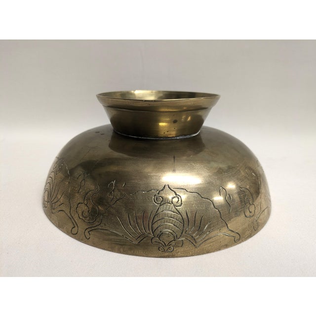 Large Chinese Brass Bowl For Sale - Image 4 of 11