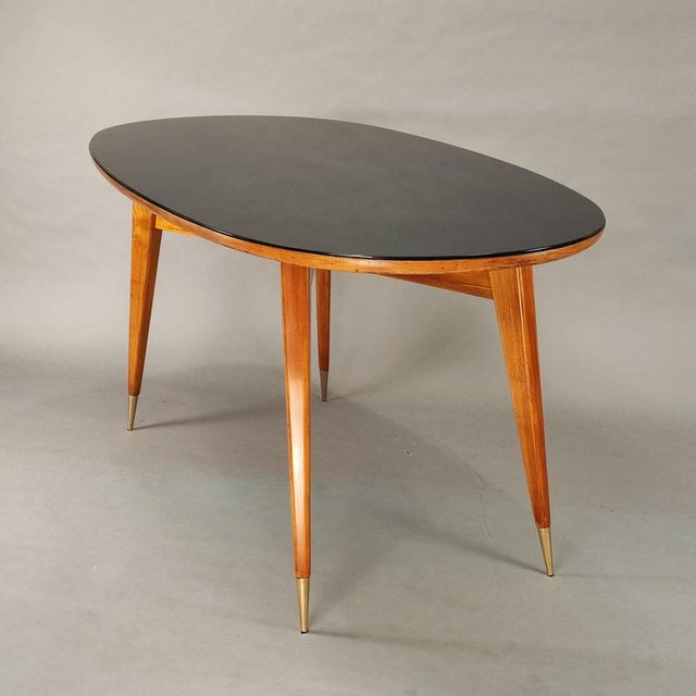 Metal Oval Table in Black Glass Design 50 For Sale - Image 7 of 9