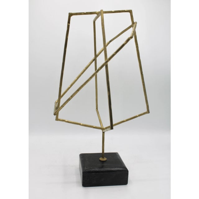 Metal Mid Century Modern Golden Metal Orb on Marble Base For Sale - Image 7 of 9