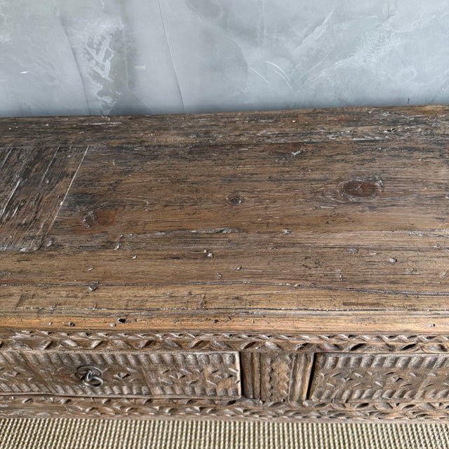 Brown Vintage Carved 4 Drawer Console With Carvings For Sale - Image 8 of 15