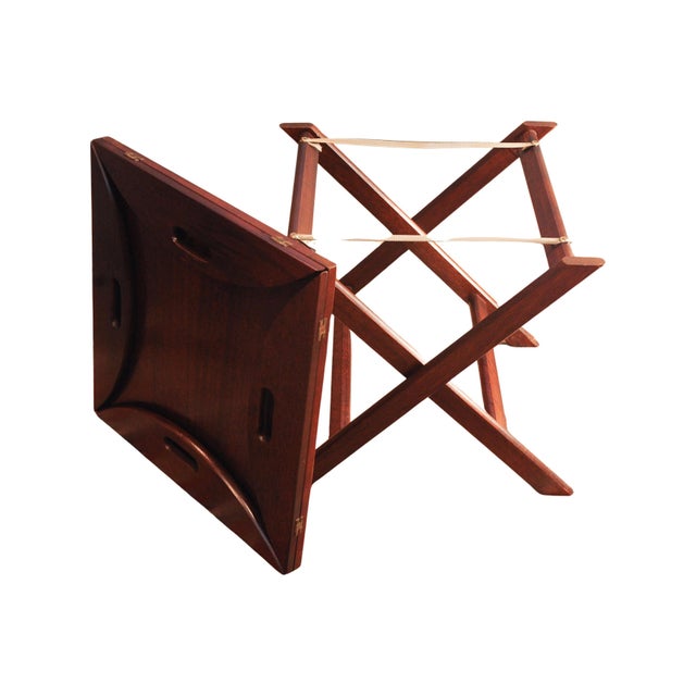 Wood English Military Campaign Butlers Tray and Folding Stand, Set of 2 For Sale - Image 7 of 18