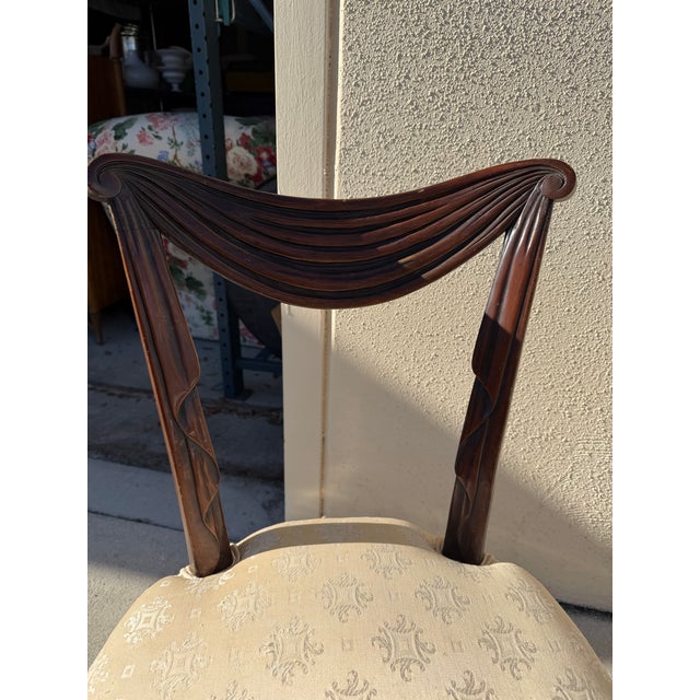 1940s Hollywood Regency Carved Wood Swag-Back Chairs in the Manner of Grosfeld House For Sale - Image 11 of 12