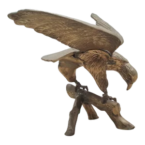 Late 20th Century Handmade Solid Brass Eagle Bird on Branch Figurine