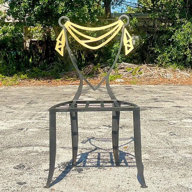Postmodern Vintage Postmodern Swag Metal Chair For Sale - Image 3 of 11