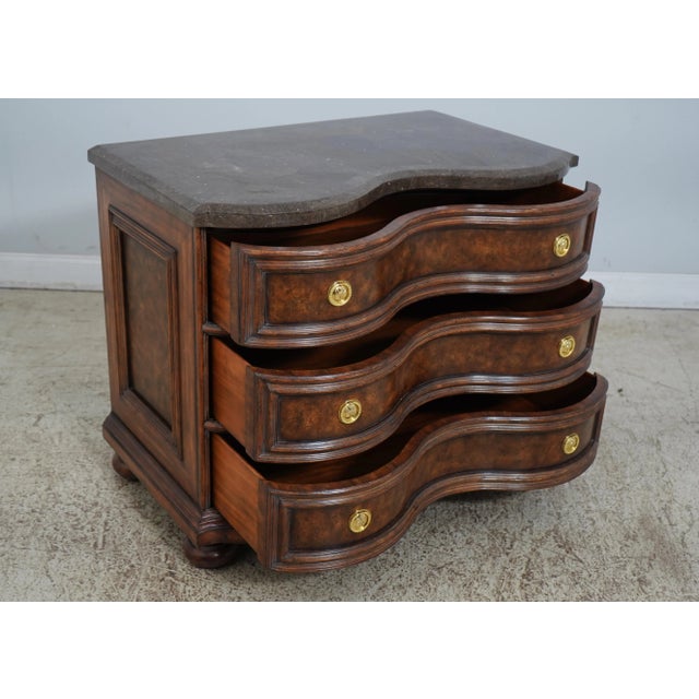 Traditional Maitland Smith Marble Top 3 Drawer Continental Commode Chest For Sale - Image 3 of 12