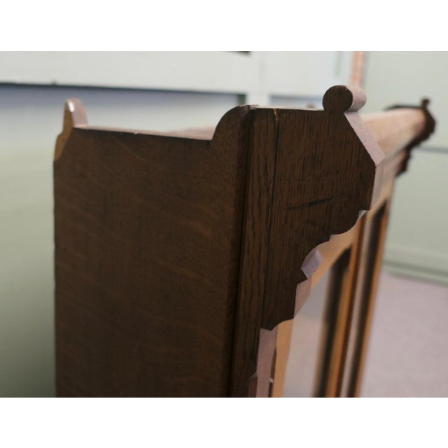 Wood Arts and Crafts Wall Hanging Glazed Cabinet For Sale - Image 7 of 8