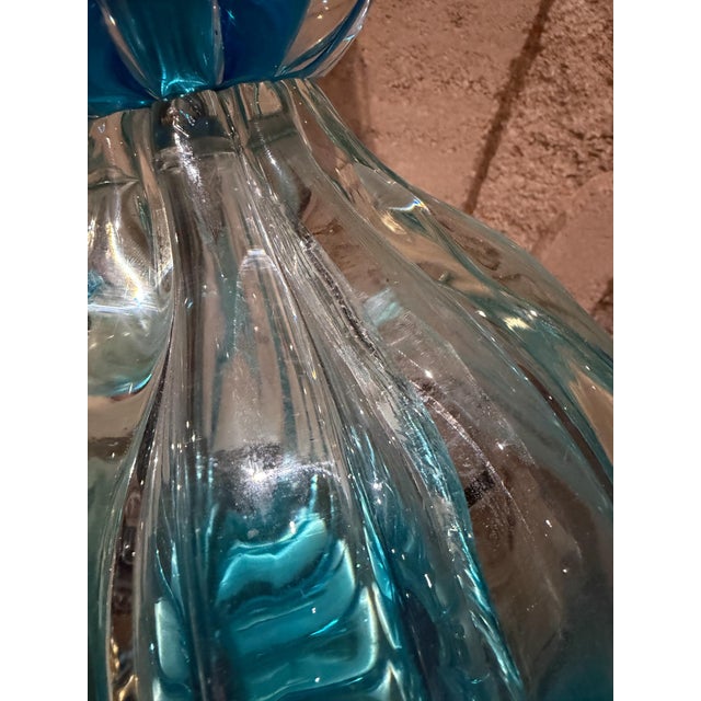 Mid-Century Modern Blue Murano Glass Table Lamps Designed by Segues For Sale - Image 10 of 12
