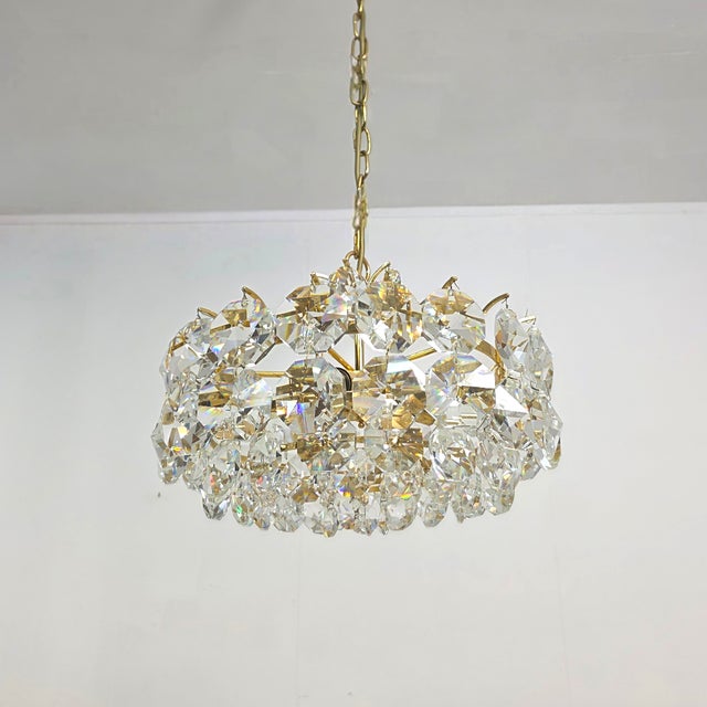 Small Mid-Century Brutalist Chandelier with Crystal Pieces from Palwa, 1970s For Sale - Image 9 of 9