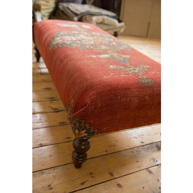 Antique Rug Fragment Ottoman Coffee Table | Chairish