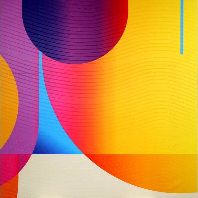 Textile Contemporary Abstract Matte Gel Applied on Fine Art Digital Printed Canvas "Tangerine Nuit Mimosa # Esperanza" by Jerome Tham Vo My For Sale - Image 7 of 7