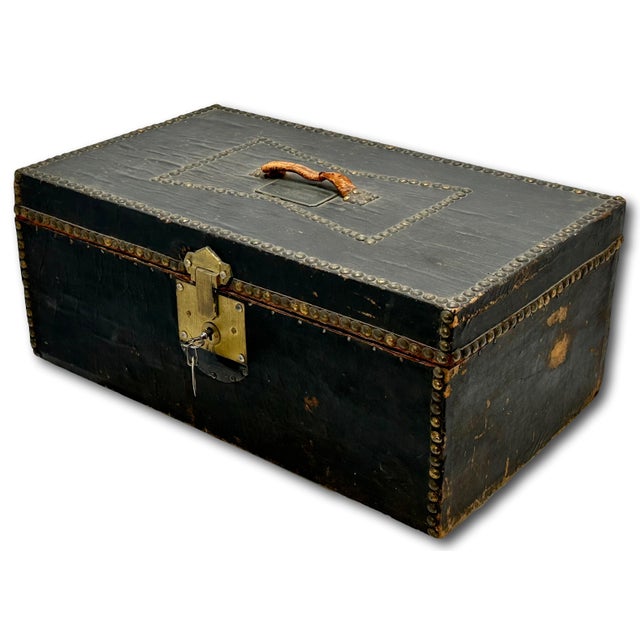 Charcoal Original Antique Locking Document Box From Milton Massachusetts First Congregational Church Parish - Circa Mid 19th Century For Sale - Image 8 of 18