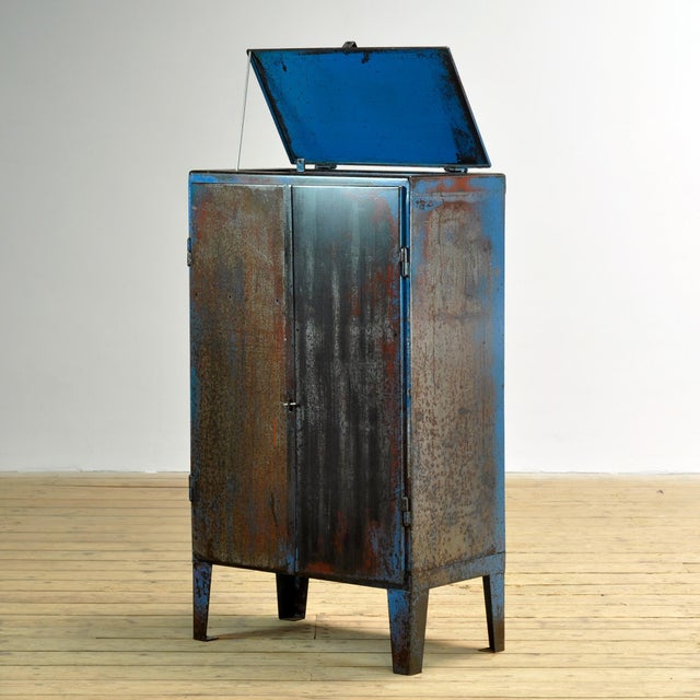 Metal Vintage Industrial Iron Cabinet, 1970s For Sale - Image 7 of 15