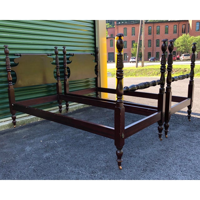 Antique Mahohany Pineapple Post Twin Beds a Pair Chairish