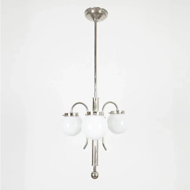 Glass & Steel Pendant Lamp For Sale - Image 4 of 4