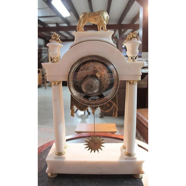 Stone 18th Century White Marble Portico Clock For Sale - Image 7 of 8