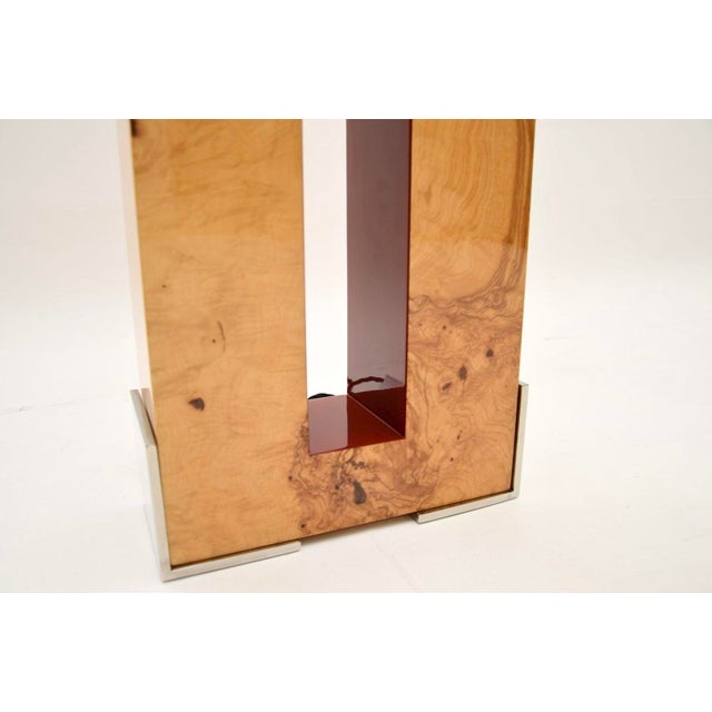 Brown Large Burr Walnut and Chrome Table Lamp attributed to Oitoemponto, 2001 For Sale - Image 8 of 9