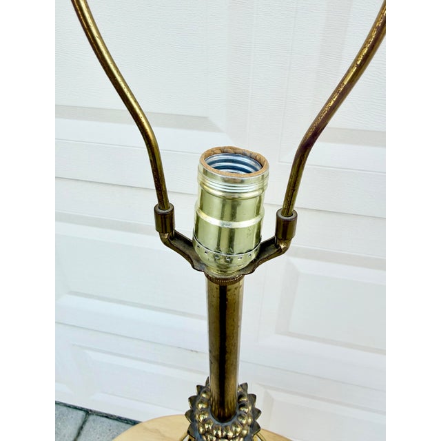 Vintage Brass and Glazed Metal Mid Century Lamp For Sale - Image 10 of 11