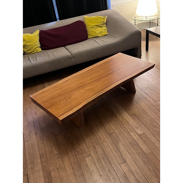 Wood Brutalist Coffee Table in Elm For Sale - Image 7 of 11
