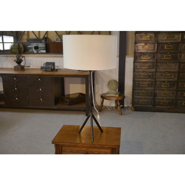 Large Wrought Iron Lamp in the style of the Ateliers Marolles, 1950s For Sale - Image 4 of 9