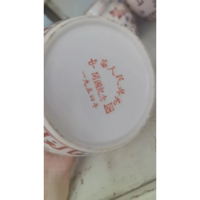 Red Chinese Vintage Ceramic Pot,China Old Porcelain Factory Made Famille Verte Porcelain Tea Jar Hand Painted Lotus Flowers and Mandarin Duck Pattern For Sale - Image 8 of 8