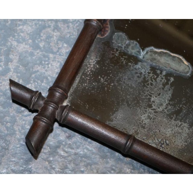 Small Antique French Decorative Faux Bamboo Wall Mirror with Foxed Glass For Sale - Image 4 of 8