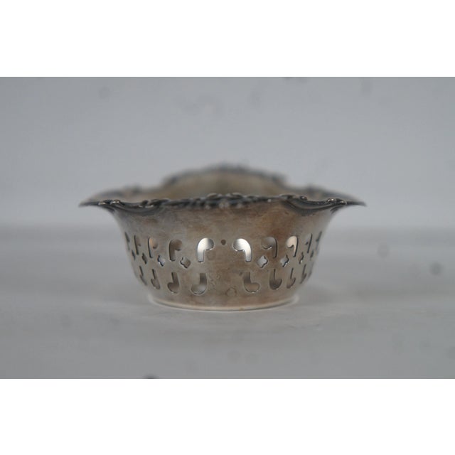 Late 20th Century Vintage Gorham Sterling Silver 4780/3 Reticulated Scalloped Nut Bone Dish For Sale - Image 5 of 12