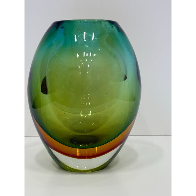 Glass Vintage Sommerso Murano Glass Vase For Sale - Image 7 of 8