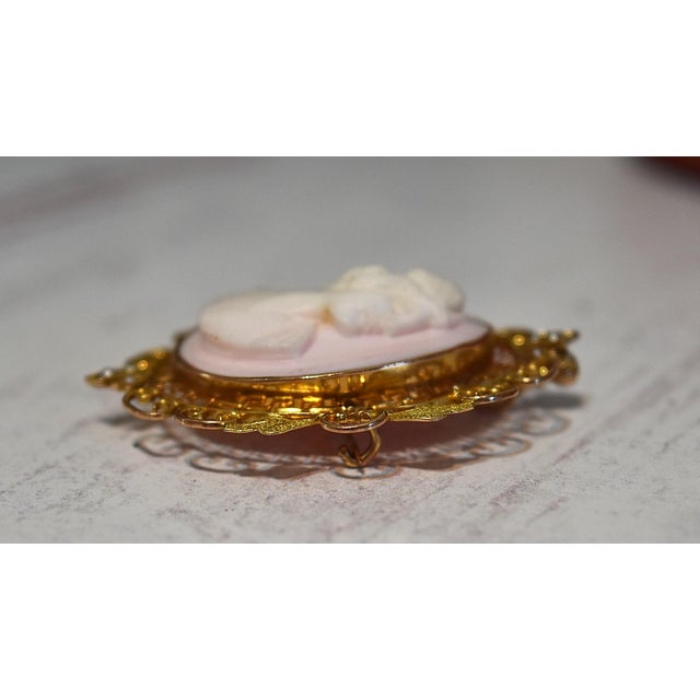 Antique 14k Conch Shell Cameo With Seed Pearls Brooch and Pendant For Sale - Image 9 of 13