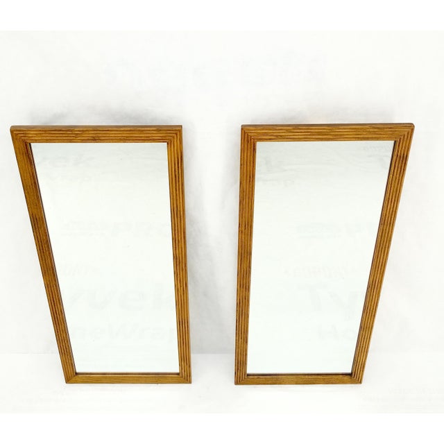 Wood Mid Century Modern Rectangle Wall Mirrors by Henredon - A Pair For Sale - Image 7 of 9