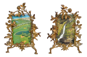 Biedermeier Picture Frames Amor in Bronze, Set of 2