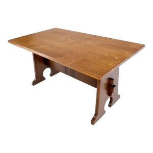 Arts & Crafts Solid Oak Library Dinign Table by L.& J.G. Stickley