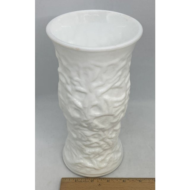 1960’s E. O. Brody Co. Cleveland Ohio Milk Glass Vase With Vine Design For Sale - Image 10 of 13