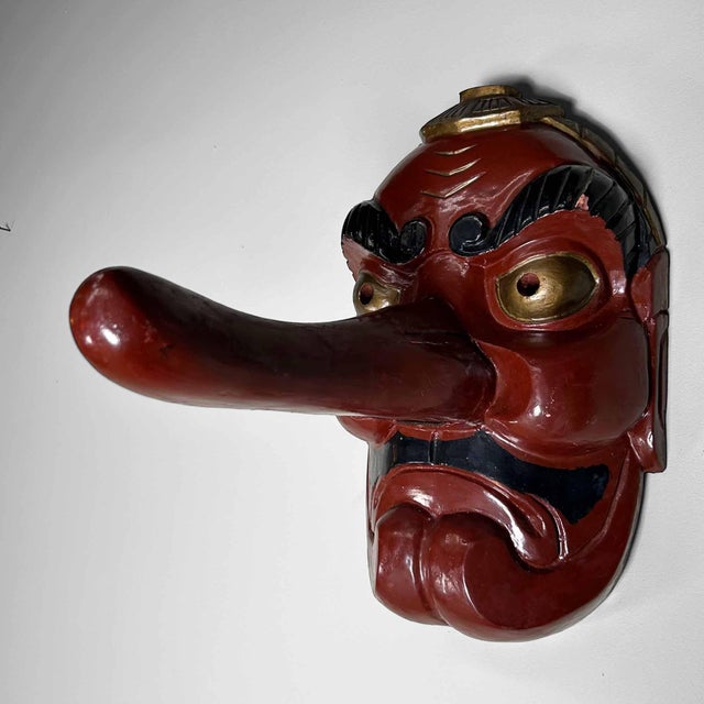 Traditional Wooden Tengu Mask, 1920s For Sale - Image 12 of 16