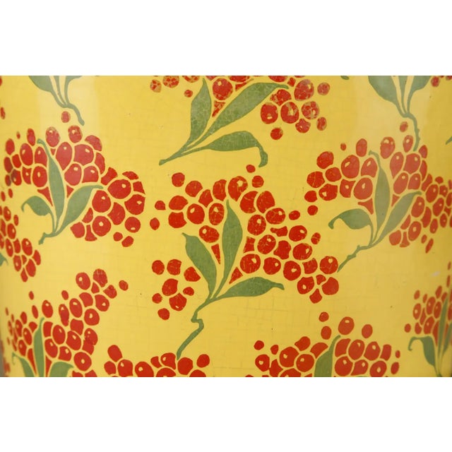 1950s Vintage Enamelware Five-Piece Wash Set in Yellow With Red Berry Motif, C 1950s For Sale - Image 5 of 10