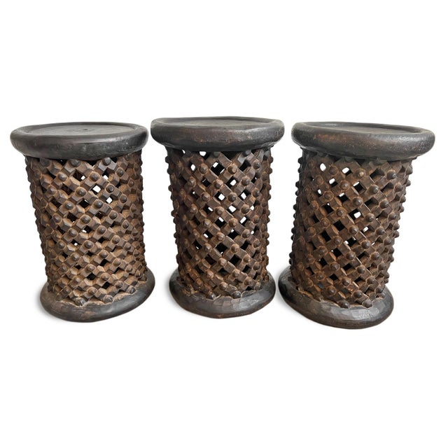 Mid 20th Century Vintage Bamileke Tribal Modern Tall Side Table Stool For Sale - Image 5 of 7