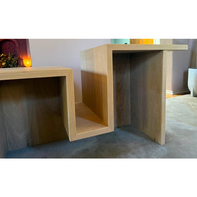 Wood Custom-Made Wooden Minimalist White Oak Side Table & Vinyl Record Player Stand For Sale - Image 7 of 7
