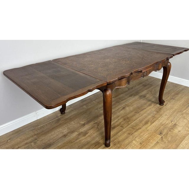 Vintage French Louis XVI Carved Oak Extendable Dining Table For Sale - Image 3 of 17