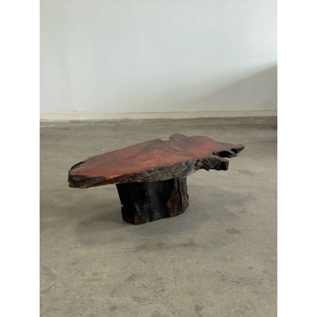 Rustic Vintage Live Edge Redwood Burl Coffee Table For Sale - Image 3 of 12