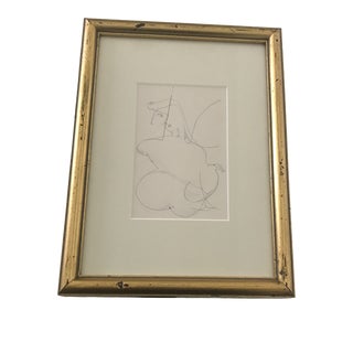 1980s Cubist Style Figurative Drawing, Framed For Sale