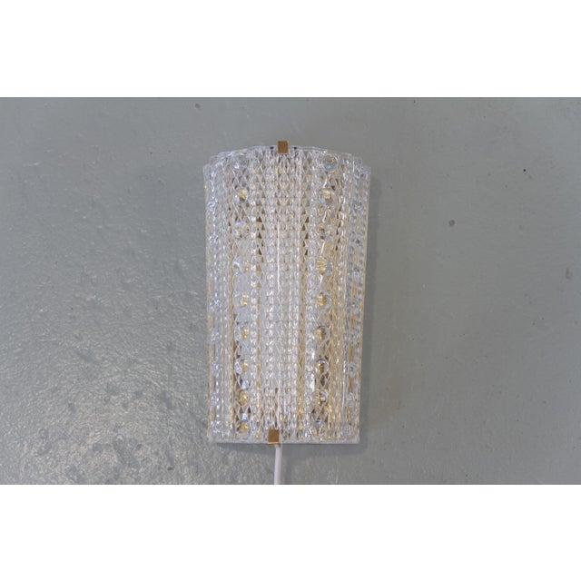 Mid-Century Danish Glass and Brass Sconce by Carl Fagerlund for Orrefors, 1960s For Sale - Image 10 of 15