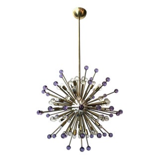 21st Century Italian Burst Lilac and Clear Murano Glass Sphere Sputnik by Fabio LTD For Sale