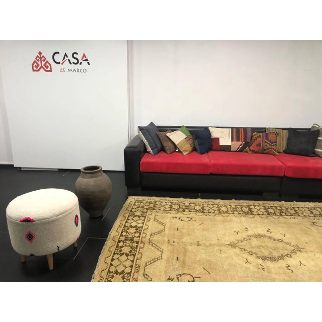 Peach Vintage Turkish Oushak Hand Made Rug For Sale - Image 8 of 11