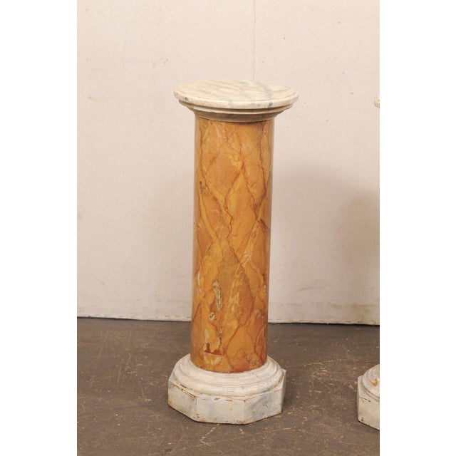 Italian Italian Pair 3 Ft Tall Column Pedestals For Sale - Image 3 of 11